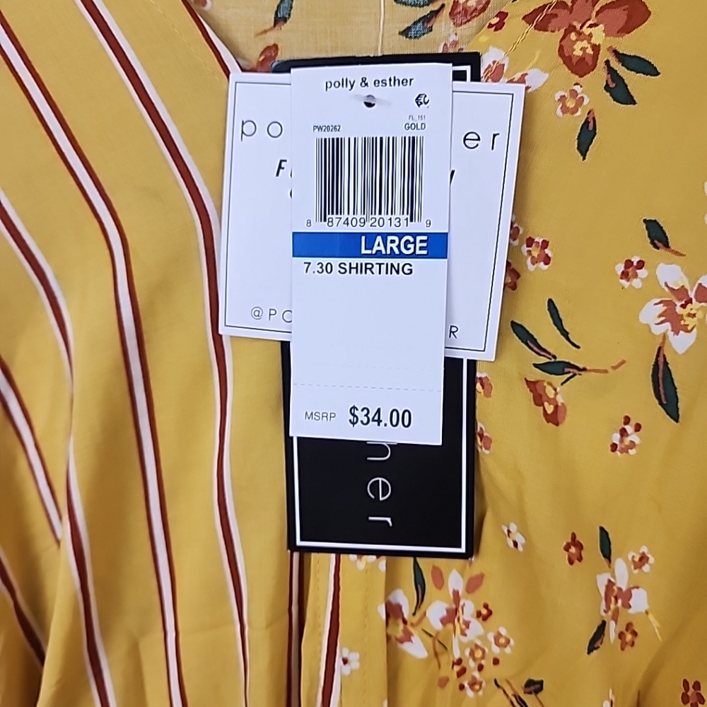 Forever 21 Yellow Bell Sleeve Blouse with Tie Front - Picture 3 of 8